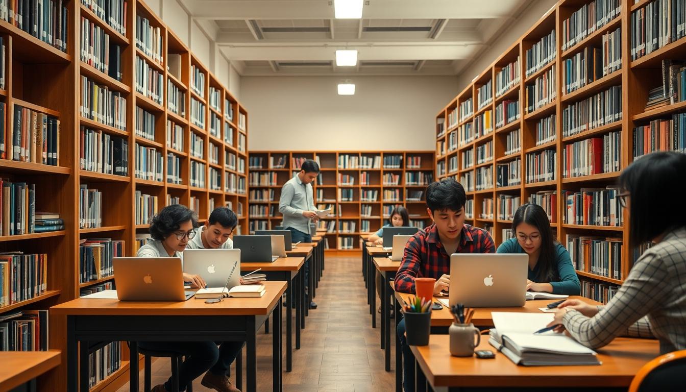 Students collaborating in study space